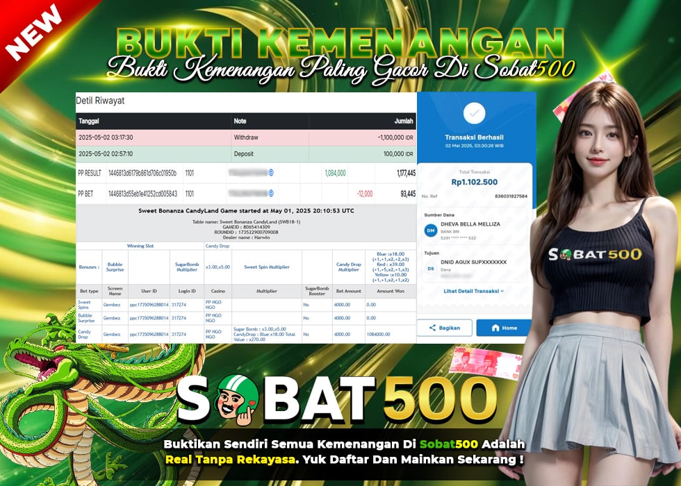 BUKTI JACKPOT SWEET BONANZA CANDYLAND TERPERCAYA DI INDONESIA TGL 02-05-2025
